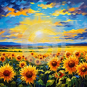 Golden Waves: A Radiant Field of Sunflowers