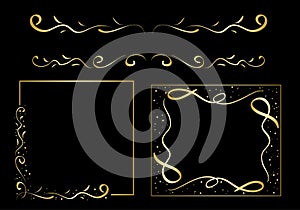 Golden wavy design elements - vector set