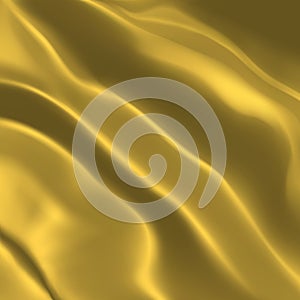 Golden wavy fabric background. Beautiful gold silk