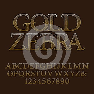 Golden wavy lines patterned capital letters and numbers.