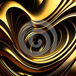 Golden wavy swirl abstract texture wallpaper background