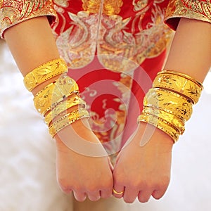Golden wedding bangles photo