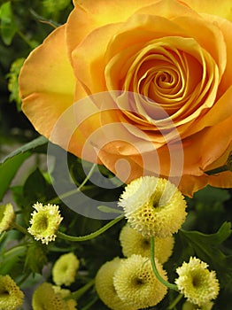 Golden wedding bouquet detail