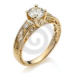 Golden Wedding Engagement Commitment Ring