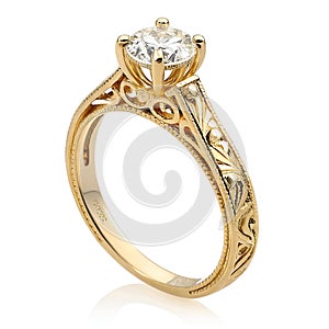 Golden Wedding Engagement Commitment Ring