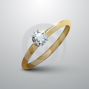 Golden wedding ring with brilliant