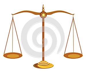 Golden weighing scale, icon