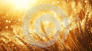 Golden Wheat Field Dandelions Sunset Glow