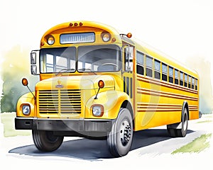 Golden Wheels: A Vibrant Illustration of a School Bus Journey Th