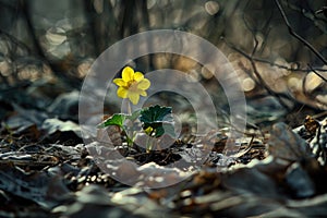 Golden Wildflower Bathed in Soft Sunset Light, Nature's Serenity