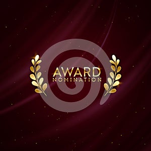 Golden winner sparkle banner with laurel wreath. Award nomination design background photo