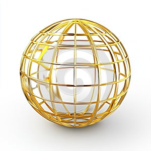 Golden Wireframe Sphere: Global Connection and Luxury