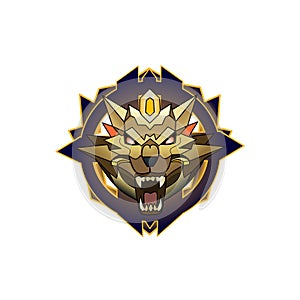 golden wolf head logo mascot photo