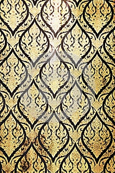 Golden Wood craft Thai classic pattern in thai temple at Bangkok, Thailand