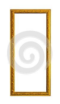 Golden wood photo image frame isolated