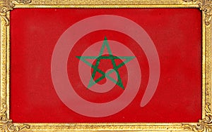 golden wooden frame with painted Morocco flag
