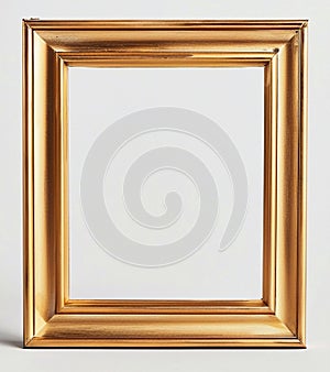 Golden Wooden Frame, Vintage, Used Style, Mockup for Pictures, Paintings and Posters. Created with AI