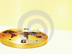 Golden world clock