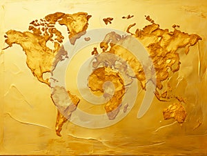 Golden world map artistic design