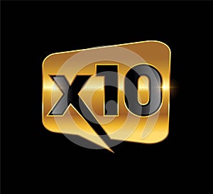 Golden X10 Letter Monogram Logo Illustration