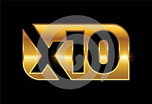 Golden X10 Letter Monogram Logo Illustration