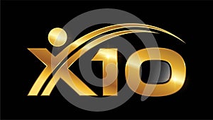 Golden X10 Monogram Logo Initial Letters