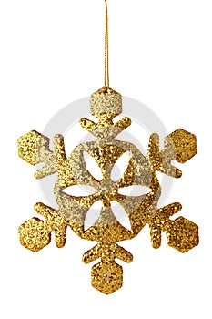 Golden xmas snowflake isolated