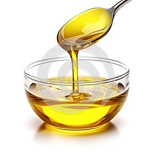 Golden Yellow Edible Oil on a white Background