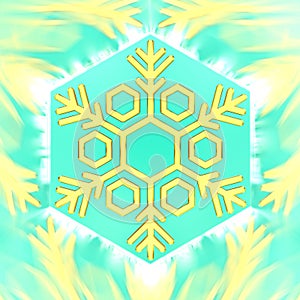 Golden yellow one snowflake for card