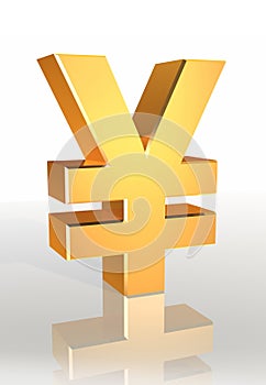 Golden yen currency symbol