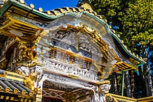 Golden Yomeimon Gate at Toshogu Shrine in Nikko Japan