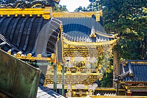 Golden Yomeimon Gate at Toshogu Shrine in Nikko Japan