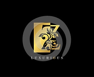 Golden Z Letter Logo Design. Gold Z Letter With Negative Space and Classy Leaves Shape design perfect for fashion, Jewelry,