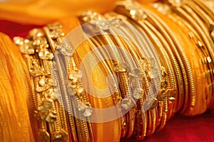 golden zari threads used for sari decoration