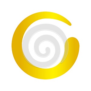 Golden zen circle isolated on white, zero spiral logo gold with lines swirl shape, zen sign, zero symbol