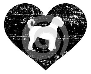 Goldendoodle in heart black and white