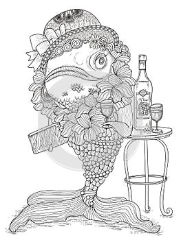 Goldfish adult coloring page