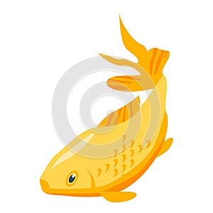 Goldfish with the big tail icon, isometric style