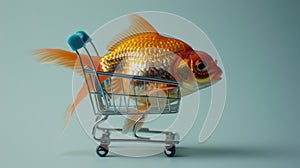 Goldfish in Cart: Creative E-Commerce Concept for Pet Lovers