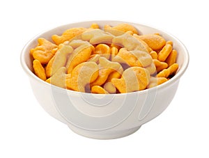 Goldfish Crackers in a white dish
