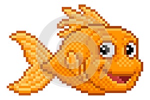 Goldfish Fish Pixel Art 8 Bit Animal Cartoon