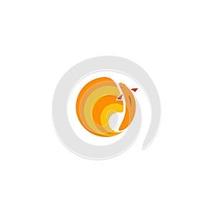 Goldfish logo golden fish round emblem for seafood restaurant or fish shop, aquarium animal circle icon