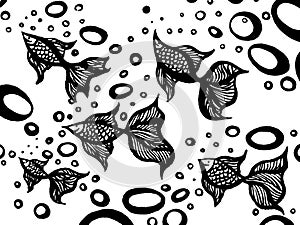 Goldfish pattern watercolor painting on paper illustration