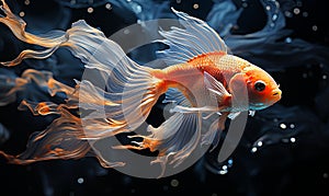 A Goldfish Swimming in a Water-Filled Aquarium