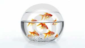 Goldfishes in a glass bowl