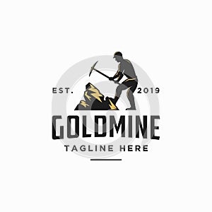 Goldmine worker logo icon vector illustration, worker logo