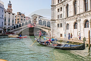Goldola near Rialto bridge in Venice, Italy