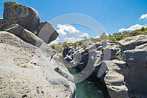 Gole dell Alcantara Gorge of Alcantara river in Sicily