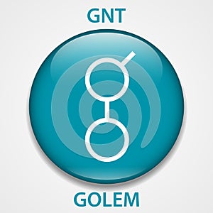 Golem Coin cryptocurrency blockchain icon. Virtual electronic, internet money or cryptocoin symbol, logo