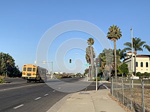 Goleta Street in Santa Barbara California, sunny morning